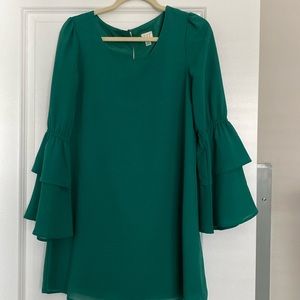 Green Ruffle Sleeve Dress